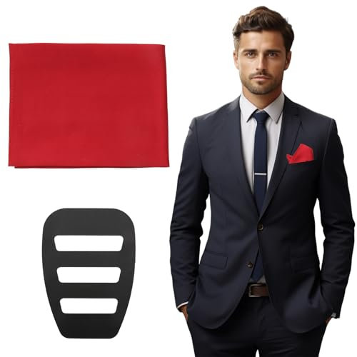 VEGCOO Einstecktuch Seide für Herren, Halter, Einfarbig Uni, Weich Weiß für Hochzeitsfeier (Rot)