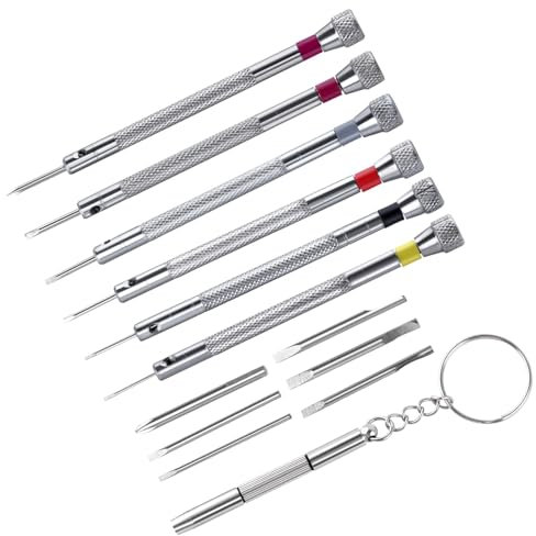 GOLD DEER 6PCS Micro Precision Screwdriver Premium Screwdriver Kit 0.8-1.6mm with 6 Extra Replace Blades and 1 Storage Box for Watch Repair Eyeglasses Repair Jewelry Work Electronics Repair