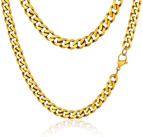Daisy Philip 3mm 5mm 7mm 8mm CURB Mens Necklace Gold Chain Cuban - Stainless Steel Jewellery - Neck Link Chains for Men Man Women Boys Kids