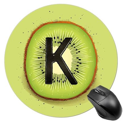 Mauspad, Computer-Mausmatte, rund, niedliches Mauspad, mit Design, rutschfeste Schreibtischunterlage, Laptop-Schreibtisch, Kiwi-Kunst-Muster, Matte für Büro, Zuhause, Gaming, Arbeiten