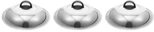 MAGICLULU 3 Stk Topfdeckel inoxlm küchenmaschiene einkoch kolodialesilber tajine stövchen Spender Stahlpfanne Stall Spitze pfannenwender Edelstahldeckel Pfannendeckel Rostfreier Stahl Silver