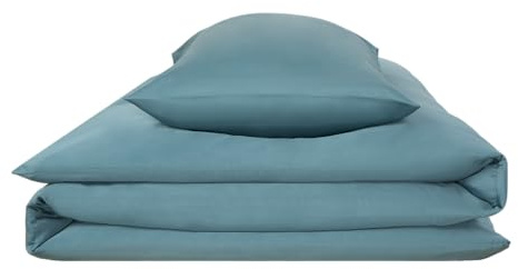 Interior by Hakito 100% Natur Leinen Bettwäsche Set - GOTS Zertifiziert - atmungsaktiv & temperaturregulierend, nachhaltig, weich, langlebig (Nebelblau, 135x200cm, 80x80cm Kissenbezug)