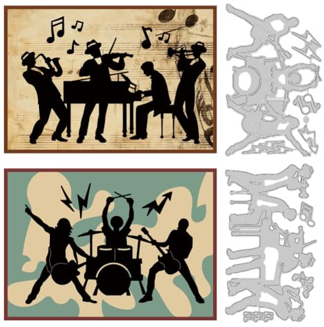 DELORIGIN Stanzformen „Band Jazz Rock“ Musiknoten Kartenherstellung Schablone Scrapbooking Prägevorlage Stanzformen Für Grußkarten Alben Einladungen