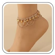 Aneneiceera Bracelet De Cheville Boho Avec Clochettes Pendantes En Or Bracelet De Cheville À Pompon Indien Gitan Avec Chaîne Pour Les Pieds Bijoux Pour Femmes (doré)