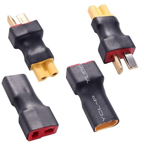 Lyeteung 4 Pièces T-Plug à XT30 Adaptateur, T-Type Mâle / Femelle à XT30 Mâle / Femelle Adaptateur, pour Batterie LiPo RC