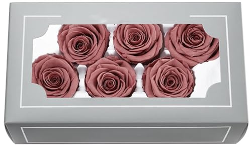 A Grade 5-6cm Konservierter Rosenkopf, Top Grade Natural Eternal 6 Stück/Box Echte Rosen, Ewige Rose für Muttertag, Valentinstag, Geburtstag, Geschenke, Hochzeit, Zuhause, Party, Dekoration, DIY