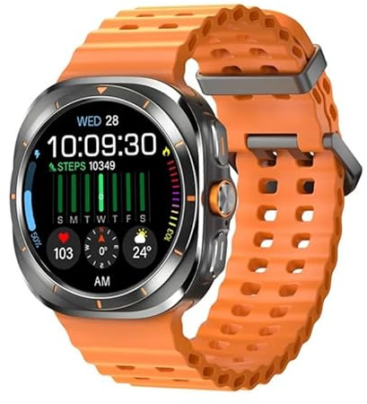 JINSHANGZI 2025 Watch Ultra 7 Smart Watch 500mAh Battery GPS Track Men Watch AMOLED 5.3 Bluetooth Call Fitness Sports Smartwatch SK7 (Orange)
