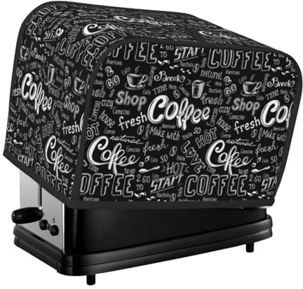 Toaster Cover 4 Slice with Coffee Pattern Dustproof Bakeware Protection Wide Slot Reusable for Kitchen Small Appliance TC748