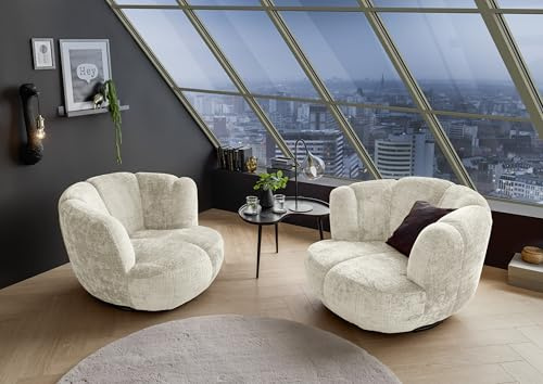 Muriel Sessel Wohnzimmer, Ivory - Bequemer Fernsehsessel Relaxsessel drehbar - 101 x 69 x 107 cm (B/H/T)