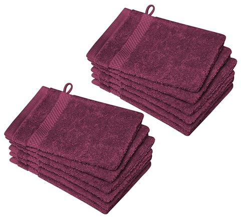 Dyckhoff Waschhandschuh Planet, 12er Set, 100% Baumwolle, Beere | 16x21cm, 450 g/m², Frottierserie, hochwertige Qualität, lebendige Farbe, perfekt für Zuhause