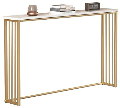 JINGSHIQIAOPL Radiator Covers for Home, Modern Console Table, Narrow Sofa Table Over Radiator Console Table, Gold and Black Metal Frame for Entryway, Living Room(Gold,120x20x75cm/47x8x30in)