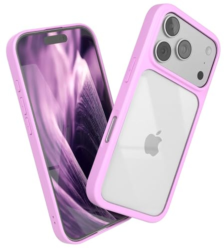 EAZY CASE Clear Hybrid Bumper Hülle kompatibel mit iPhone 17 Pro, Handyhülle mit Ultra Aufprallschutz, Stoßfest und Kratzfest, dünne Schutzhülle mit Kameraschutz, Handy Case, Pink