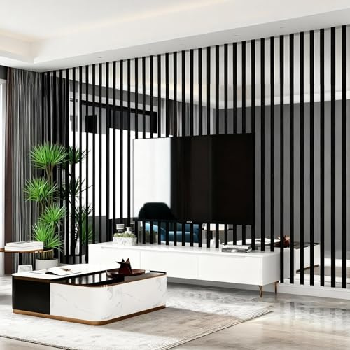 Snewvie Silver Mirrored Self Adhesive Thermal Wallpaper, 6mm Thick 3D Striped Mirror Wallpaper Peel and Stick, Waterproof Soundproof Decorative Wall Paper for Living Room Bedroom(3 Roll 40x300cm)