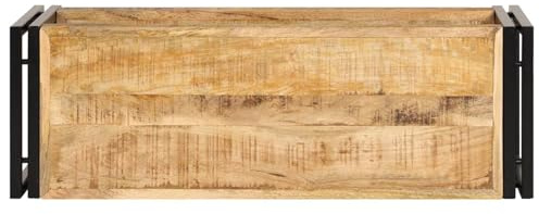Anself Antiker TV-Schrank aus Massivmangoholz mit Industrie-Stil Beinen | 90x30x40 cm 247808