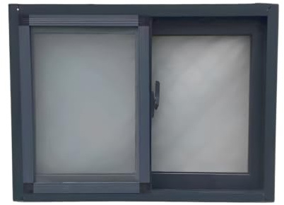 Finestra scorrevole orizzontale, piccola finestra da seminterrato con vetro temperato e zanzariera, telaio in alluminio grigio, per capanno, garage, pollaio(80x40cm/31.5x16in)