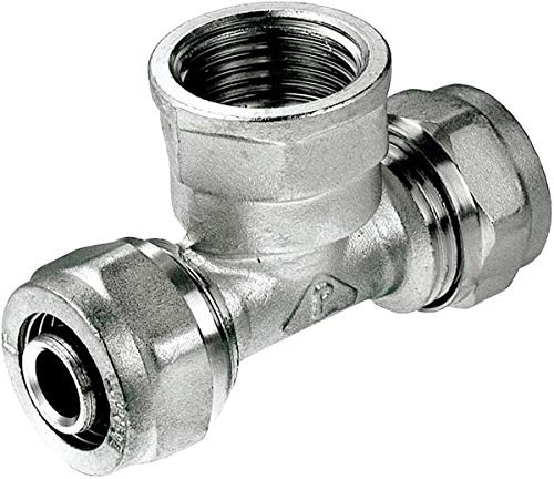 16mm PEX x 1/2 Female x 16mm PEX-AL-PEX Brass Pipe Compression Fittings TEE