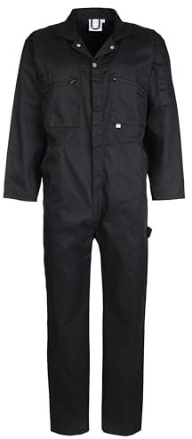 Fort - Zip Front Coverall - Black - 50 - Handy Pockets - Work Overalls for Men