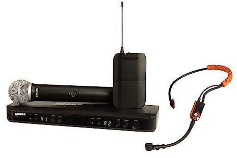 Shure BLX1288/SM31 UHF Wireless Mikrofonsystem - Perfekt für Kirche, Karaoke, Bühne - 14-Stunden Akkulaufzeit, 100m Reichweite | Enthält Hand- und Headset-Mikrofone, Dual-Channel-Empfänger | S8 Band
