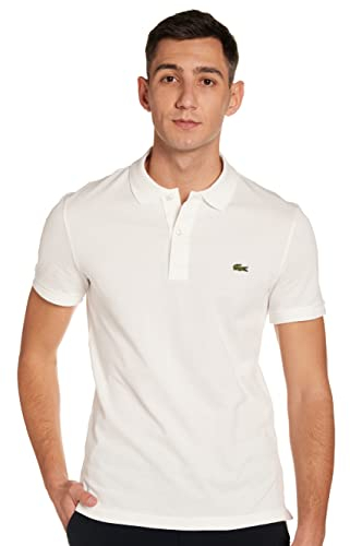 Lacoste Herren Polo-Shirt Kurzarm PH4012, Männer Polo-Hemd,2 Knopf,Slim Fit,Weiß,6