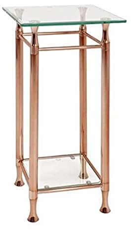 HAKU Möbel Beistelltisch Kupfer, Metall, Sicherheitsglas - Maße: B 35 cm x H 72 cm x T 35 cm, Style: Contemporary