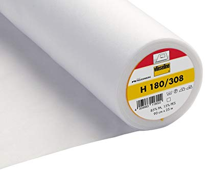 Vilene Interfacing Iron On - Light - H180 / 308 - White - 1m x 90cm - Per Metre