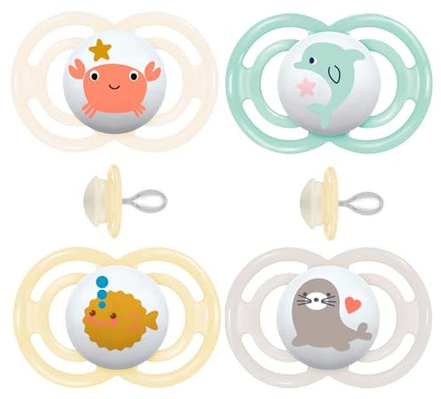 MAM Perfect Silikon Dental Schnuller 6-16 Girl // 4er Set // inkl. 2 Transport- Sterilisierboxen