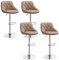 WOLTU 4er Set Barhocker Bistrohocker Tresenhocker Barstuhl Höhenverstellbar, Drehbar, Sitzfläche aus Kunstleder, verchromter Stahl Khaki BH23kk-4