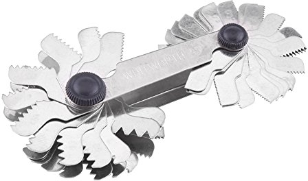 Misuratore di Filo Calibro di Filettatura Strumento di Misura di Passo Vite 60 Gradi in Acciaio Inox (Metric&Imper)
