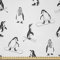 ABAKUHAUS Pinguin Stoff als Meterware, Skifahren Penguins in Schale, Microfaser Stoff für Dekoratives Basteln, 1M (230x100cm), Weiß Schwarz