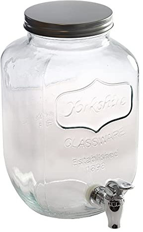Monsterzeug XXL-Getränkespender, Vintage Wasserspender mit Zapfhahn, Glasbehälter mit Zapfhahn, Glas, 3,5 Liter