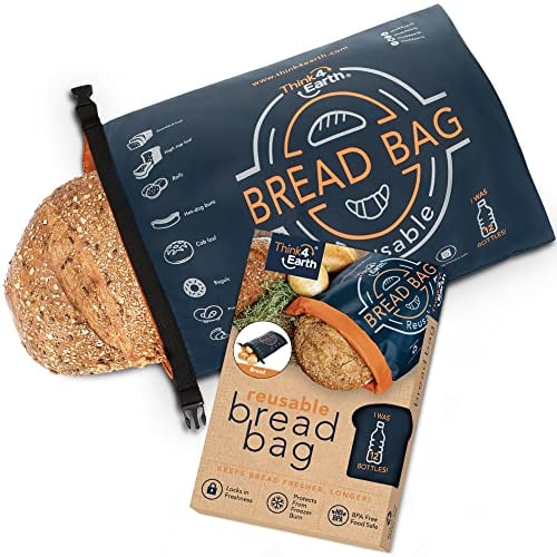 Reusable Bread Bag for Homemade Bread, Large Bread Bags - Patented Freezer Bread Bags For Bread Loaves with Double Lining - Bread Bags BPA Free - Premium Bakery Supplies for Packaging