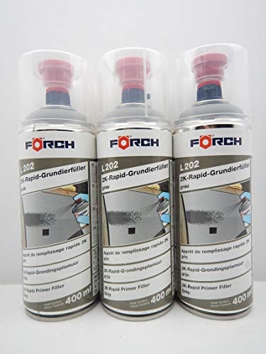 Förch 2K EPOXY L202 Lot de 3 bombes de peinture en spray pour peinture époxy Gris 400 ml (3)