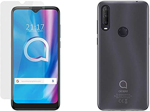 Pack 2 En 1 Funda Gel Transparente + Protector Cristal Templado para Alcatel 1SE 2020