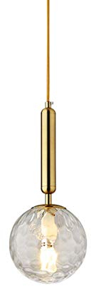 LFsem Nordic Moderne Simple Suspension Lampe Boule De Verre Plafonnier Simple Tête Suspension Loft Lustre pour Chambre Salle À Manger Restaurant Salon (Ondulation De L'eau Transparente)