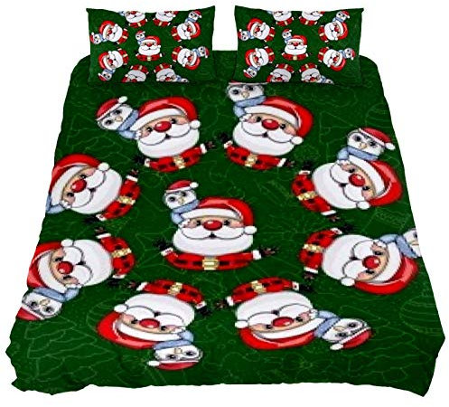 Eslifey Weihnachts-Bösewicht und Eule, 3-teiliges Bettwäsche-Set, Schlafzimmer-Dekoration, Bettbezug mit zwei Kissenbezügen
