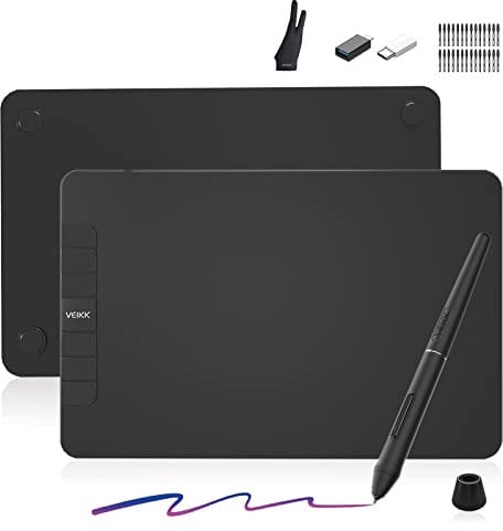 Tavoletta Grafica 6x4 Pollici Ultrasottile Grafico e Stilo Passivo con 8192 Livelli Senza Batteria, Tavola Grafica con 6 Tasti di Scelta Rapida, per l'Home Office e l'E-Learning…
