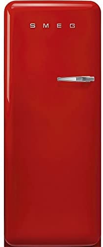 Smeg, Frigorifero Monoporta FAB28LRD5 a Libera Installazione, Cerniera a Sinistra, Frigorifero Ventilato e Freezer Statico, Design Bombato 50's Style, Rosso