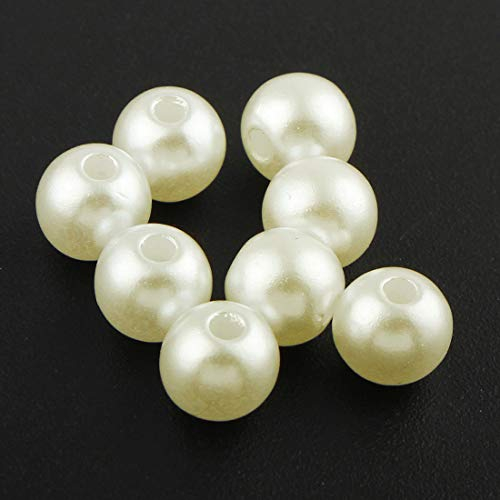 Perlin Wachsperlen 4mm Creme Krem, Weiss, Schwarz 800stk. Kunststoff Acryl Perlen Tischdeko Hochzeit Rund Drahtsterne Streudeko Perlmutt Wachs-Perlen (Creme)