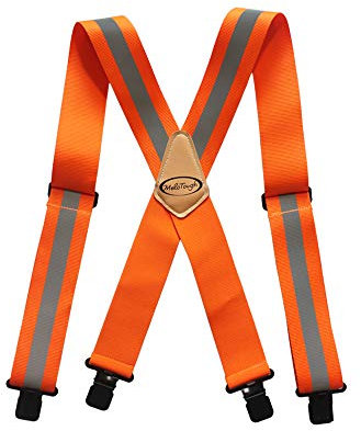 Melo Robuste, reflektierende Sicherheits-Hosenträger | Arbeits-Hosenträger mit reflektierenden Streifen Halterlose Werkzeug-Gürtel-Hosenträger (Hi Viz Orange), Limettengrün reflektierend, Large