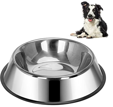 Nobleza 2 Pack Stainless Steel Small Dog Bowls - 240 ml, 15.6 cm/ 6.2 in Diameter Cat Bowl Cat Food Bowl Cat Water Bowl Puppy Bowl Puppy Feeding Bowls Pet Bowl for Kittens Cat Bowls with Non Slip Base