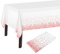 PLULON Tischdecke weiß und roségold mit Punkten Tischdecke weiß und roségold 137 x 274 cm rechteckige Tischdecke aus Kunststoff für roségoldene Party-Geburtstags-Tischdekoration