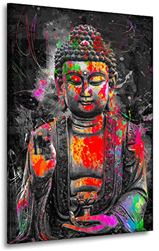 Kunstgestalten24 Leinwandbild Buddha Pop Art Wandbild Kunstdruck Raumdekoration