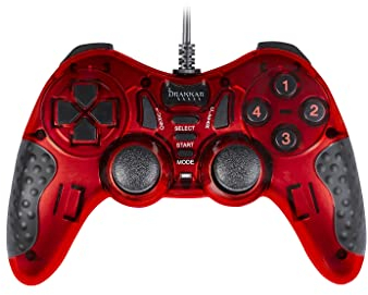 Konix Drakkar Manette filaire Blood Axe Exo pour PC gaming - Fonction vibration - Câble 1,8 m - Rouge