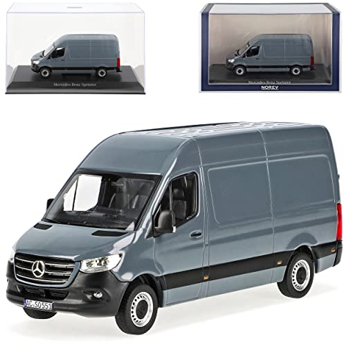 Norev Mercedes-Benz Sprinter CS30 W907 W910 Transporter Kasten Grau 3. Generation Ab 2018 1/43 Modell Auto mit individiuellem Wunschkennzeichen