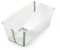 Stokke Flexi Bath (Verde transparente) con Soporte para recién nacido - Duradera y fácil de guardar - Práctica para usar en casa o de viaje - Para bebés 0 a 48 meses