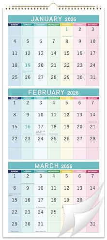 Wandkalender 2023 – 3-Monatskalender-Display (gefaltet in einem Monat), 27.9x66 cm, vertikaler Kalender mit dickem Papier, groß, Januar – Dezember 2023, perfekt für die tägliche Organisation izing