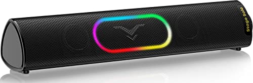 Computer Speakers, Dynamic RGB Computer Sound Bar, HiFi Stereo Bluetooth 5.3 & USB Plug-N-Play, USB Powered Computer Speakers for Desktop, PC, Laptop, Monitor, Projector, Gaming, with 3.5mm Aux Cable