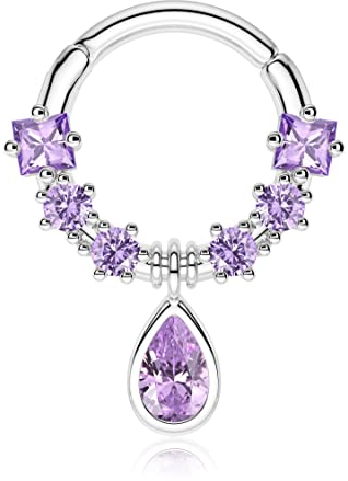 16G Dangle Septum Ring Knorpel Ohrringe 316L Chirurgenstahl Scharnier Segmentring Septum Schmuck Helix Hoops Daith Ohrringe Tragus Conch Rook Piercing Schmuck, Edelstahl