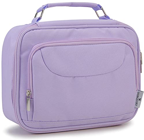 Large Pencil Case, VONXURY School Pencil Pouch Holder for Girls Boys Portable 57 Slots Pen Organizer with 2 Detachable Layers Multiple Zipper Bag for College Office (Light Purple)