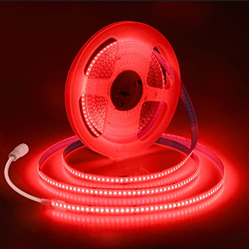 ALITOVE 12V COB LED Streifen 252LEDs/m LED Strip 5M Rot 8mm Breit Nicht Wasserdicht IP30 für Festfeier Kosmetiktheke Hochzeitszeremonie Bühnenbild ohne Netzteil und Dimmer